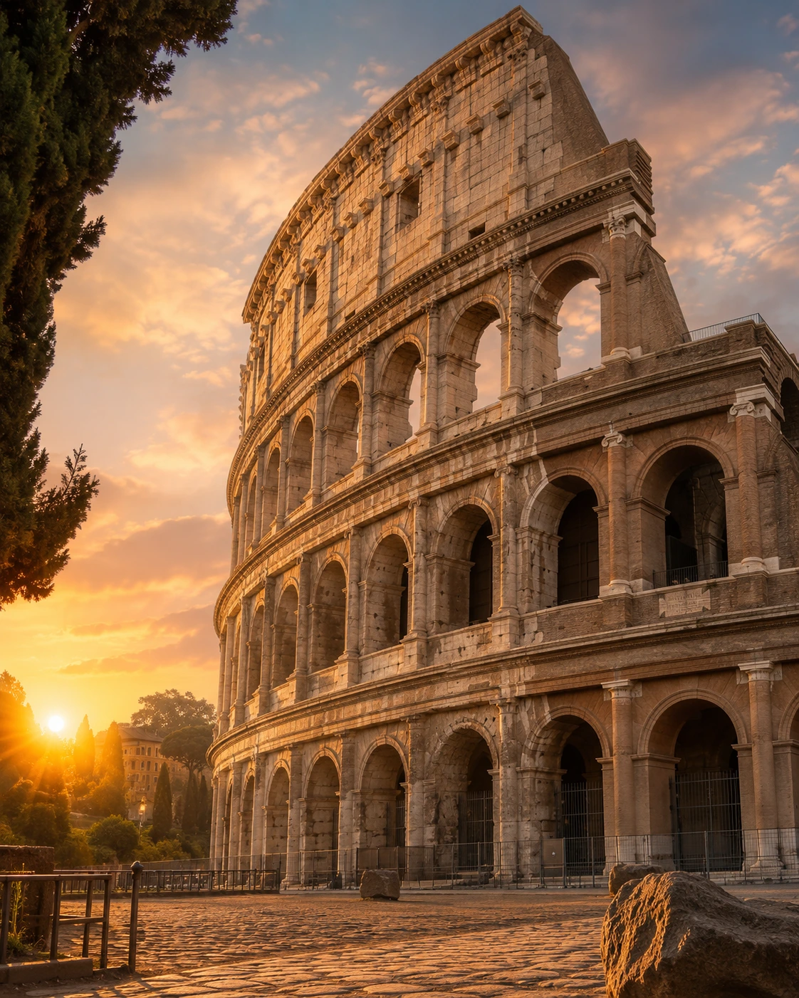 The Colosseum in Rome at golden hour, Italy