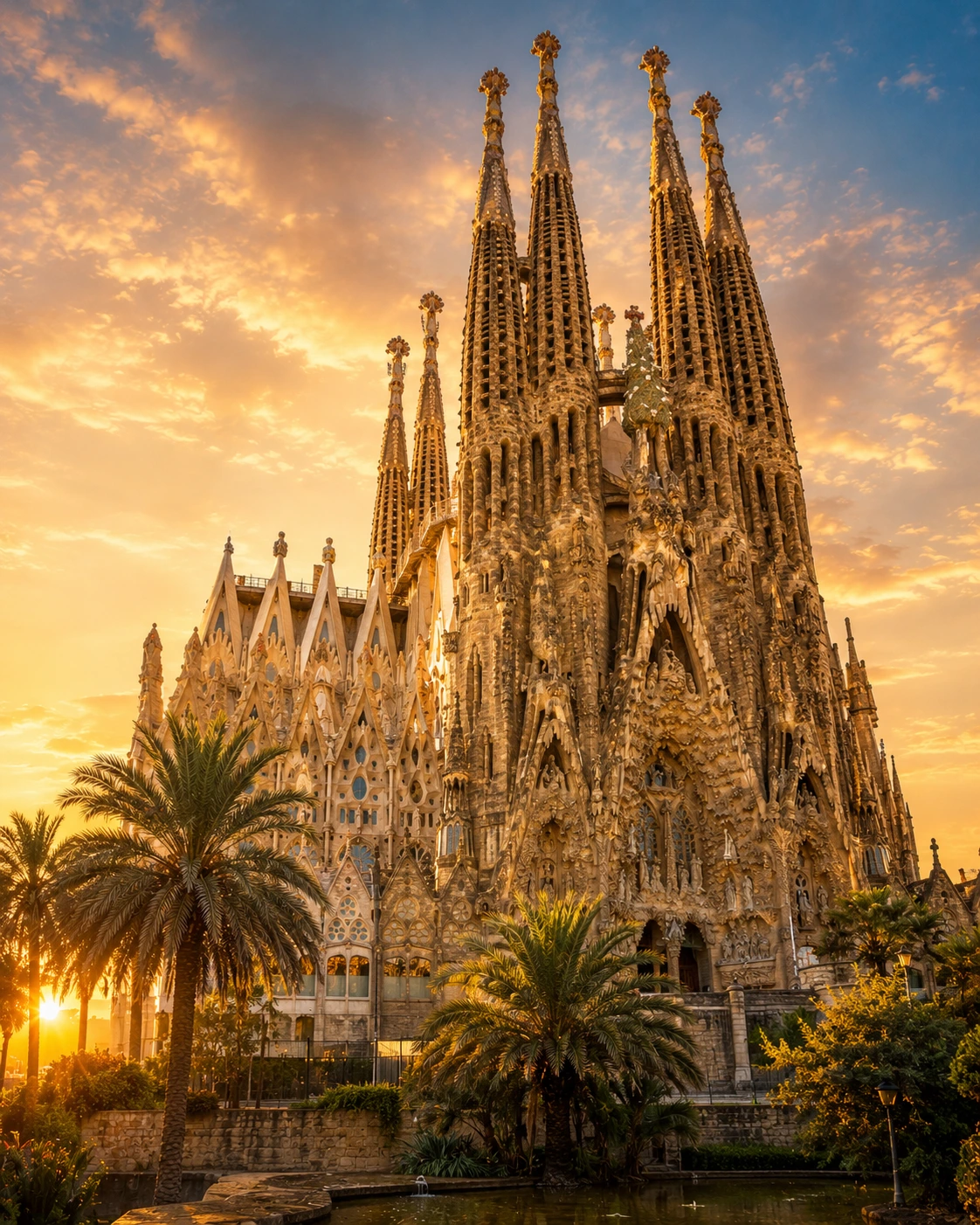 Sagrada Fam&iacute;lia in Barcelona at golden hour, Spain