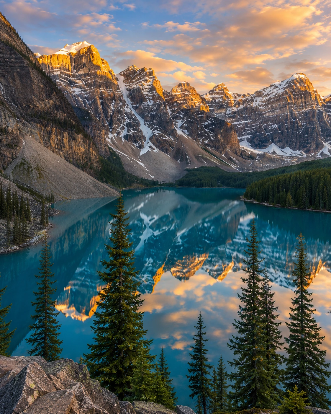 Turquoise alpine lake framed by snow-capped mountains, Switzerland