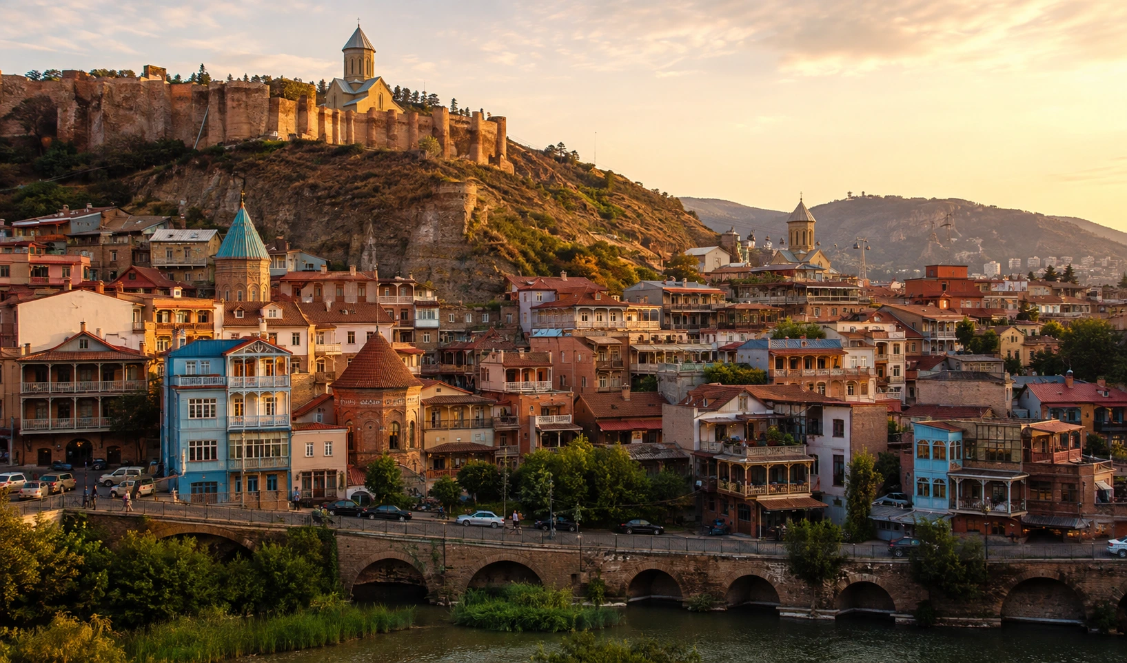 Tbilisi Old Town skyline with Narikala Fortress